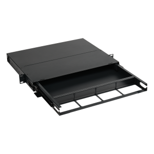 Патч-панель на 4 кассеты и адаптерные планки MCS, 19''/ 1U, выдвижная, черная